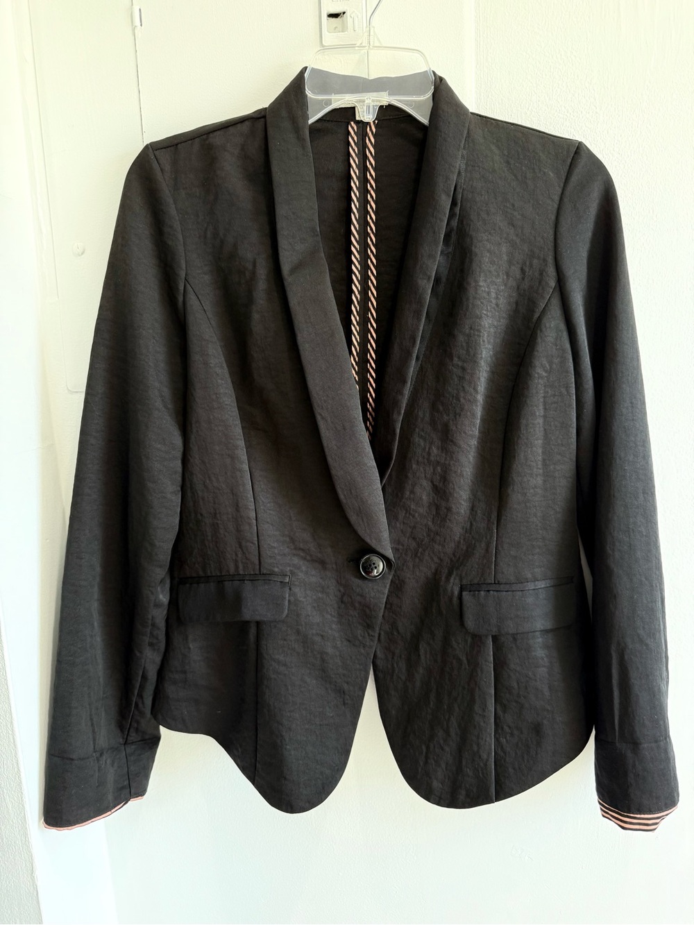 Charlotte Russe Y2K Black Single-Button Collard Blazer - business work office